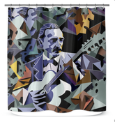 Elegant bathroom setup featuring Folklore Flow Shower Curtain